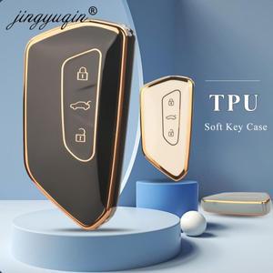 Jingyuqin TPU 자동차 키 케이스 커버 폭스 바겐 골프 8 MK8 ID3 ID4 Cupra Skoda 호환 Octavia A8 좌석 Le