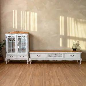 [피어젠]푸트리 프렌치 엔틱 원목 TV 거실장세트 B타입