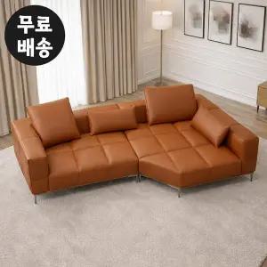 [벤티스가구]홀리 가죽 쇼파 카우치 4인용 소파 세트 거실 고급 비건 레더 예쁜 소파 라운지 브라운