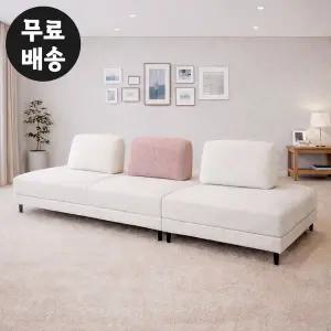 [벤티스가구]뮤지 패브릭 쇼파 모듈 소파 세트 4인용 거실 페브릭 쇼파 카페 디자인 스툴 인디핑크