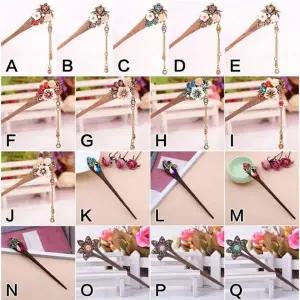 [셀러에이드]비녀 머리핀 나무 헤어핀 우아한 세팅 핀