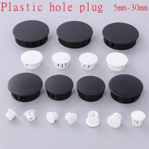 플라스틱 구멍 플러그 스냅온 커버 벽 케이블 책상 원형 나사 화이트 블랙 5mm-30mm 10 개