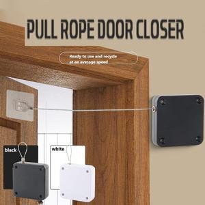 블랙 화이트 도어 클로저 자동 센서 볼드 드로우스트링 셧다운 장치 무타공 텔레스코픽 슬라이딩 클로즈
