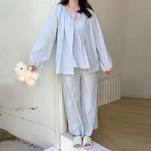 [유야]여성 3피스 나시 가디건 바지 미니 도트 잠옷세트 SHS0076 봄 가을