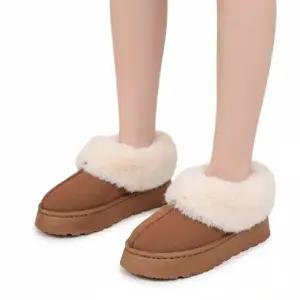 CCS7DAF여성용 데일리 편안한 캐주얼 털 슬립온 통굽 신발