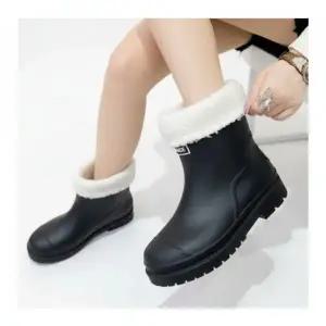 CCS7DB1여성용 탈착 가능한 털 안감 미끄럼 방지 중간 레인부츠