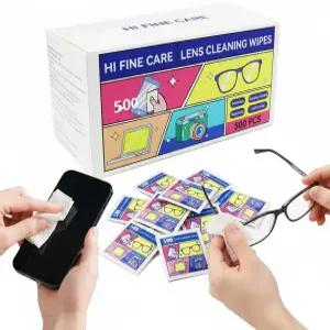 미리 적신 렌즈 청소 물티슈 안경 컴퓨터 및 노트북 화면 스마트폰 광학 고글 시계 화면용 500개 퀵 드라이