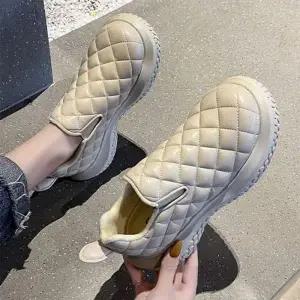 기 FTT208X7 체크 슬립온 운동화 보온 방한 스니커즈 신발