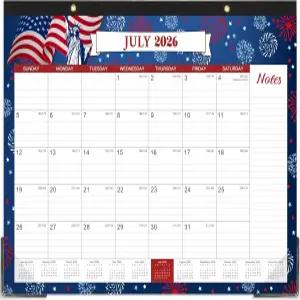 2026 탁상 캘린더 - 대형 22 x 17 2026년 1월 12월 12개월 계획 룰드 블록 찢어진 디자인 모서리 보호대