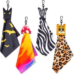 Seabbo 안경닦이 원조 귀여운 동물 양면 극세사 안경 클리너 키체인 (안경 카메라 휴대폰 스크린용) 4개입