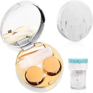 Lasiyanor 콘택트 렌즈 여행 키트 클리너 워셔 휴대용 박스 미러 핀셋 리무버 도구 솔루션 보틀이 포함되어