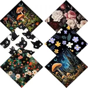 Zewurtuw 6 PCS 안경 청소용 천 렌즈 마이크로파이버 재사용 가능한 휴대폰 화면 카메라 귀여운 에스테틱