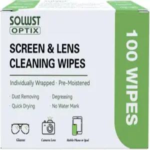 SOLWST 옵틱스 렌즈 클리닝 와이프 - 안경 카메라 태블릿 휴대폰 컴퓨터 화면 및 기타 표면용 사전 적신