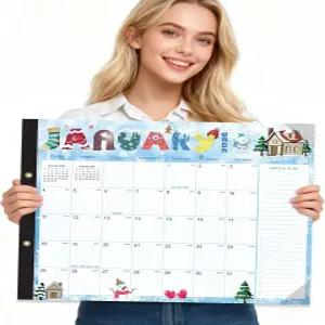 2026-2027 방수 플라스틱 커버가 있는 대형 책상 달력 18개월 점보 22 x17 (56x43cm) 벽 및 데스크톱 기획