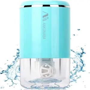 안쿠나바 콘택트렌즈 클리너 USB 충전기가 장착된 휴대용 소프트 여행용 자동 진동 케이스 (파란색)