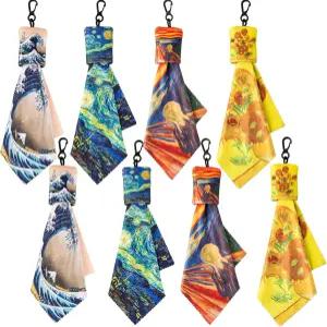 안경 닦이 천 대용량 극세사 클리너 키체인 포함 스크린 카메라 렌즈용 - 세계 명화 디자인 양면 인쇄