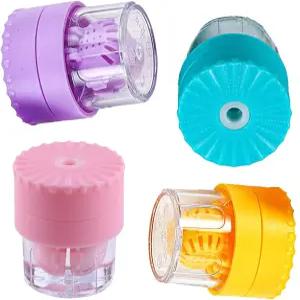 4Pc 수동 접촉 렌즈 청소기 - 세탁기 플라스틱 클리너 케이스 회전 탈단백질 여행