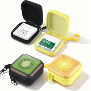 렌즈 물티슈용 케이스 가방 2개 안경 청소 휴대용 틴 박스 귀여운 과일 작은 보관 용기 액세서리