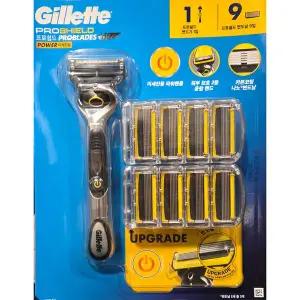 질레트 프로쉴드 파워면도기세트 면도기+면도날9개/미세진동/밀착면도