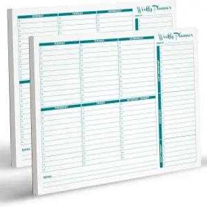 다음 날 라벨 - 주간 플래너 패드 2개 세트 할 일 목록 패드당 눈물 시트 50장 8.5인치 x 11인치 캘린더