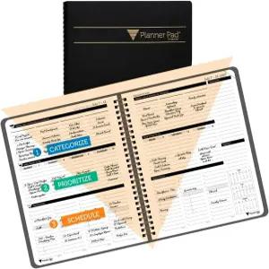 플래너 패드 스파이럴 바운드 3단 깔때기 다운 12개월 정리 2025년 7월 ~ 2026년 6월 / 학년도 블랙