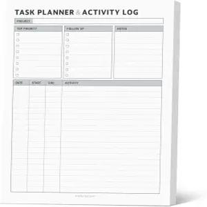 작업 플래너 및 트래커 8.5 x 11 찢어진 70장 패드 - 타임 로그 최우선 순위 후속 조치가 포함된 프로젝트
