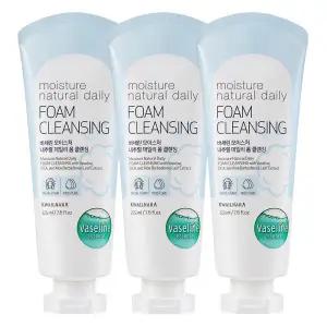 바세린 내추럴 클렌징폼 225ml 1+1+1 대용량 폼클렌징 수분 진정 보습