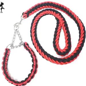 대형견용 트위스트 목줄 리드줄세트 레드블랙 개안전줄 애견용품 이동통제