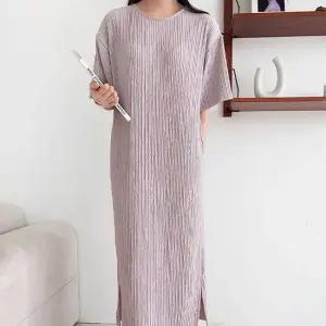 H스타일 OP)웨이브주름원피스 봄 간절기 원피스 OPS 데일리 데이트룩 홈웨어 파자마 루즈핏