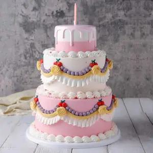 3단 모형케이크 생일 행사장 소품 파티룸 사진 가짜