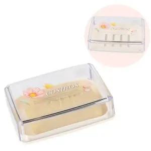 ( )코스모스 투명뚜껑비누각 욕실비관용 캠핑용샤워비누곽 비누물빠짐도움 샤워실비관함