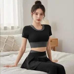 [옷자락]여자 봄여름 반팔 요가 필라테스 치마레깅스