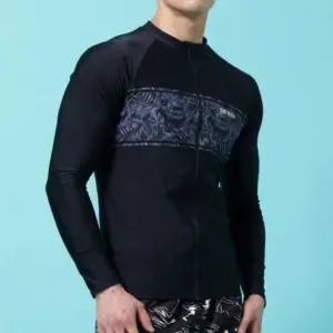 남성 래쉬가드 집업 수영온도 블랙