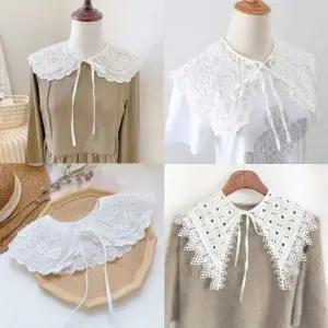 페이크 카라 넥카라 진주 리본 이너 레이어드 케이프 골프