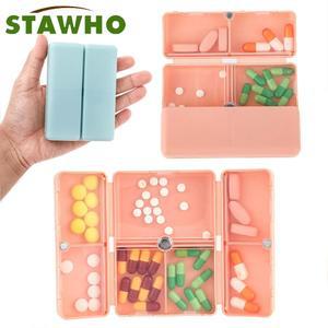방수약통 자기 접이식 알약 주최자 7개 구획 휴대용 여행용 케이스 비타민을 보관할 있는 지갑 포켓용 소형 상자