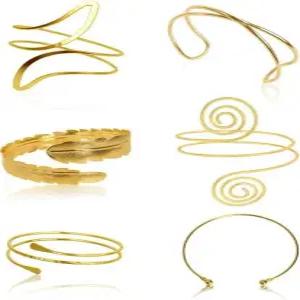 여성용 6피스 골드 암 커프 주얼리 미니멀리스트 팔찌 오픈 조절 가능한 어퍼 뱅글 여름용 트렌디한