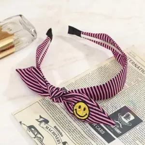 스마일 헤어밴드 연핑크 아동머리띠 매듭리본머리띠 데일리머리띠 여름헤어밴드 초등학생머리띠