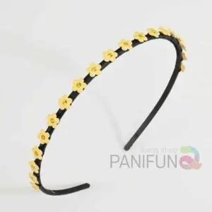 꽃 큐빅머리띠 옐로우 헤어머리띠 얇은머리띠 예쁜머리띠 얇은헤어밴드 꽃무늬머리띠