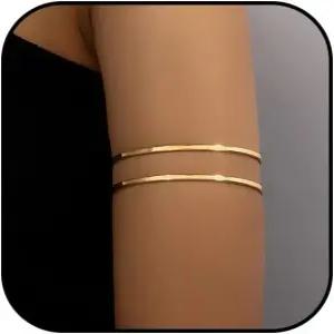 아팁투 골드 암 커프 여성용 오픈 어퍼 뱅글 조절식 팔찌 미니멀리스트 암밴드 주얼리