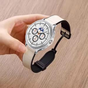 삼성 갤럭시 워치 8 클래식 46mm 44mm 40mm 브레이슬릿 울트라 밴드용 47mm 2025 실리콘+가죽 스트랩 마그네틱
