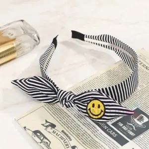 스마일 헤어밴드 화이트 귀여운헤어밴드 초등학생머리띠 여자헤어밴드 여름머리띠 매듭리본머리띠
