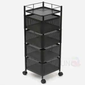 4단 회전 트롤리 블랙 세탁실트레이 무빙트롤리 미용트롤리 주방카트 미용카트