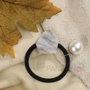 방울자개 머리끈 그레이 포인트머리끈 반묶음머리끈 머리고무줄 튼튼한머리끈 진주머리고무줄