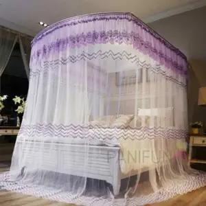 캐노피 침대모기장 120x200퍼플 대형모기장 침대용모기장 사각모기장 침실모기장 공주모기장