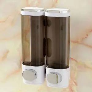 벽걸이 비누디스펜서 2구 화이트 샴푸용기 샴푸디스펜서 바디워시디스펜서 물비누통 핸드워시디스펜서