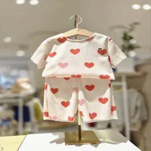 [블루독베이비 10] 26SS신상 (CR)하트 플리츠 상하세트(백일돌아기옷) (14637067212)