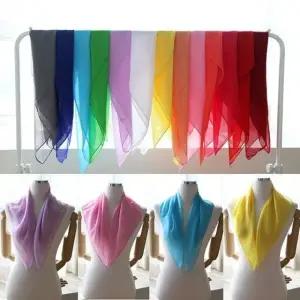 단색 파스텔 쁘띠 쉬폰 스카프 미니 목 스카프 간절기