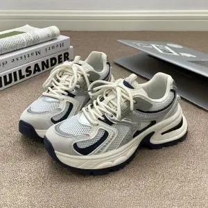 여자 두꺼운굽 패션 메탈릭 어글리슈즈 스니커즈