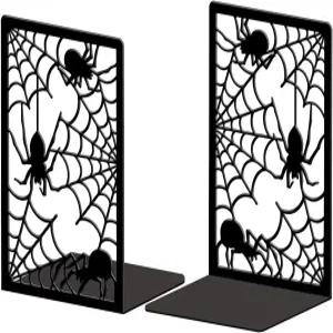 진열대용 피코블루 메탈 북엔드 사무실 책상 선반 방 5.3 x4.3 x7.9 주철 심플 톨 1쌍(거미와 거미줄)