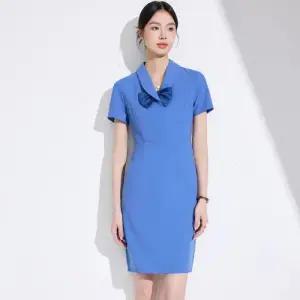 팔콘 원피스 스커트 롱 여사친 여성용 오피스룩 슬림핏 봄여름 프런트 반팔 정장 호텔 미용실 KKE1